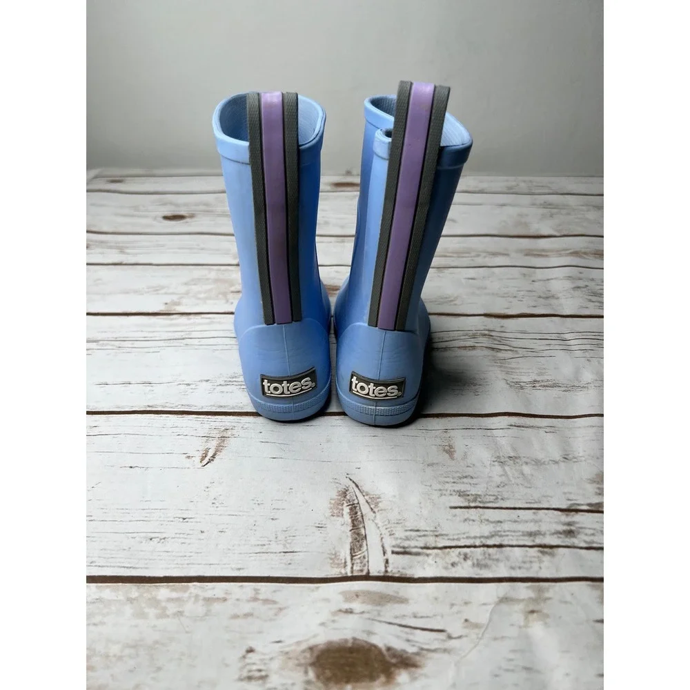 Totes Rain Boots Light Blue Everywear Lightweight Waterproof Kids 7-8